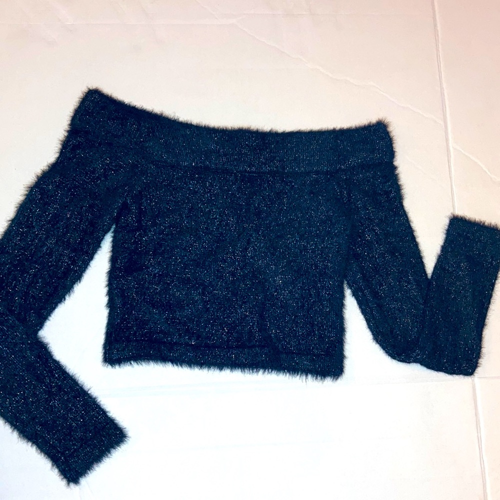 Fur off the shoulder crop top